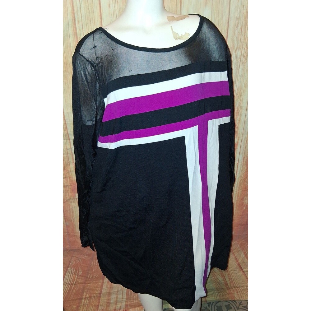 INC International Concepts Multicolor Stripe Long Sleeve Tunic Blouse Sz 2X